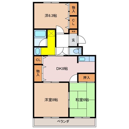 渚駅 徒歩19分 1階の物件間取画像